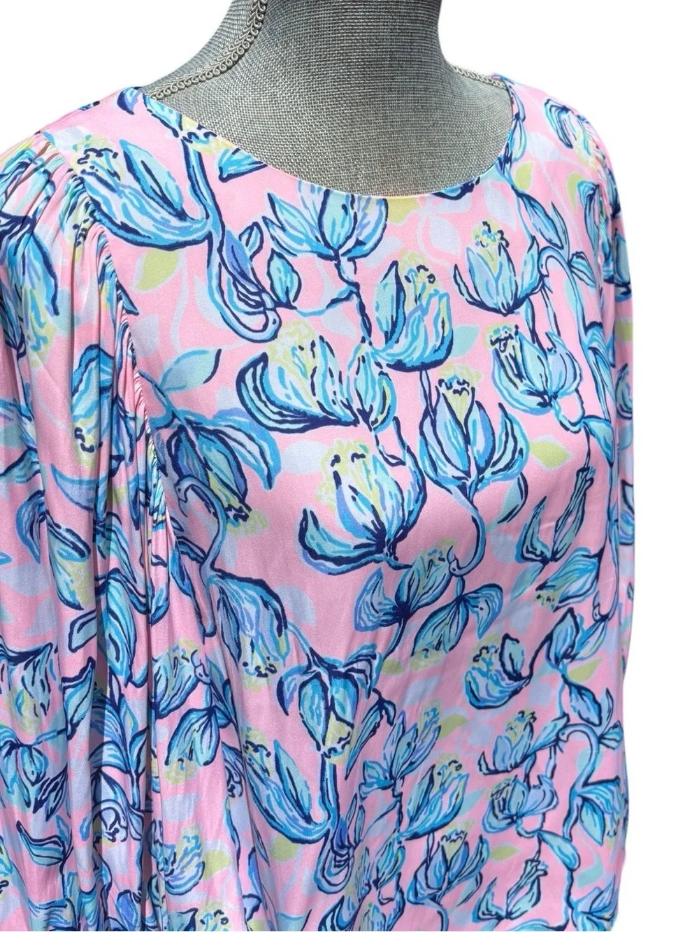 Lilly Pulitzer Pink, Blue & Yellow Abstract Floral Top Vacation Resort Coastal